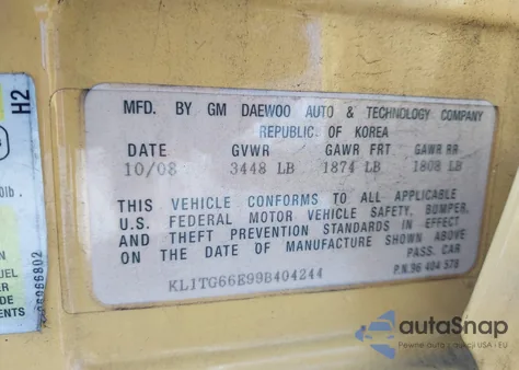 2009 Chevrolet Aveo Lt from USA, damaged, VIN KL1TG66E99B404244